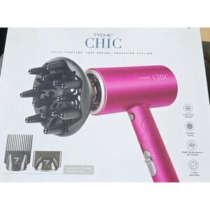 Tyche Chic Hair Dryer With 3 Attachments Anti Frizz Pink NEW Open Box